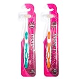 Soft Toothbrush Teeth Brush Sensitive Best Bristle Gum Individually Wrapped Toothbrushes Travel Men Women Children Plastic Dog Toddlers Manual Whitening (Compact Size: Orange & Green 2 Count)