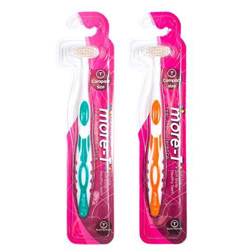 Soft Toothbrush Teeth Brush Sensitive Best Bristle Gum Individually Wrapped Toothbrushes Travel Men Women Children Plastic Dog Toddlers Manual Whitening (Compact Size: Orange & Green 2 Count)