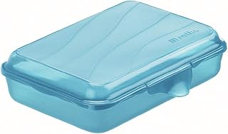 Rotho Fun flache Vesperdose 0,45l mit Klickverschluss, Kunststoff (PP) BPA-frei, blau, 0,45l (16,0 x 11,0 x 4,0 cm)