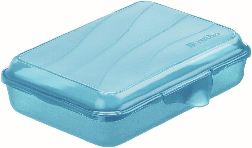 Rotho Fun flache Vesperdose 0,45l mit Klickverschluss, Kunststoff (PP) BPA-frei, blau, 0,45l (16,0 x 11,0 x 4,0 cm)
