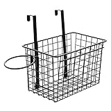 Over the Cabinet Door Black Wire Storage Basket with Hair Dryer Holder,Storage Bin for Toy Lotion Shampoo Magazine Toiletry Towel Kitchen,Space Saving Solution