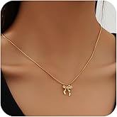 Cwmas Necklace for Women Bow Necklace Cute Bow Pendant Chain Choker Dainty 14K Gold-Plated Gold Necklaces for Women Trendy Jewelry