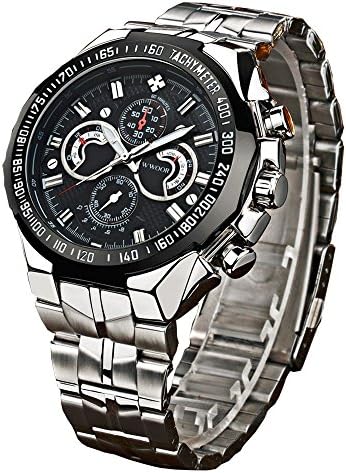 Business Casual Stainless Steel Band Dress Quartz Waterproof Wrist Watch black