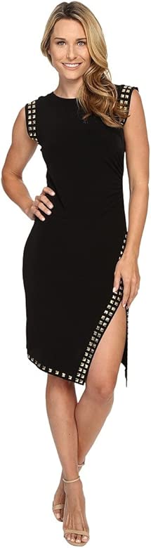 michael michael kors stud trim side slit dress