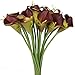 Luyue 20 Pcs Fake Calla Lily Artificial Flowers Bridal Wedding Bouquet Latex Real Touch Flower Home Kitchen Office Decor-Brown