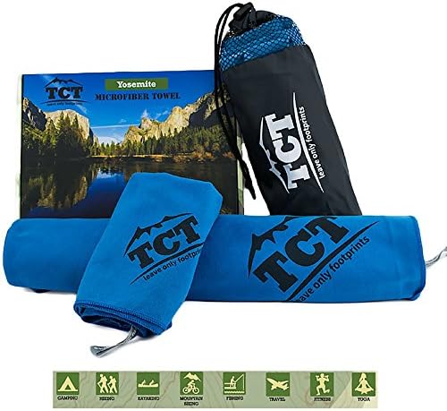 Camping Towel Set - Quick Drying Super Absorbent Lightweight Ultra Soft Microfiber. Easy to Pack, Best for Hiking Backpacking and Ultralight Use. Includes 1 Large and 1 Small Towel Plus Carry Bag