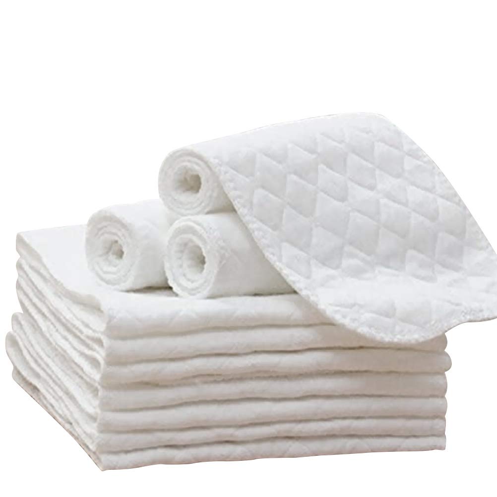 10Pcs Muslin Burp Cloths for Baby, Soft and Absorbent White Baby Washcloths Burpy Cloths