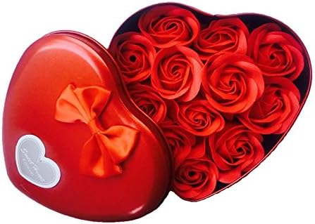 THREE COUSINS, 12Pcs/Box, Romantic Rose Soap Flower Heart Box, Cheap Birthday Gifts for Her, Wife, Women, Mom or Best Friend