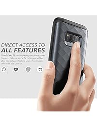 Carcasa resistente de cuerpo completo con protector de pantalla incorporado para Samsung Galaxy S8+ Plus por Clayco [Hera Series] (lanzado en 2017), Negro