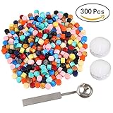 Aunifun 300 Pieces Octagon Sealing Wax Beads Sticks with 2 Pieces Tea Candles and 1 Piece Wax Melting Spoon for Wax Stamp Sealing (12 Colors)