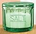 Depression Style Glass Salt Cellar with Lid, Classic Green