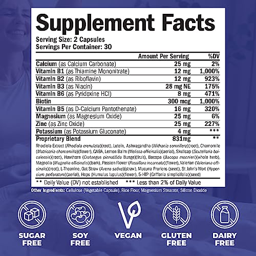 Stress Relief Supplement with 5HTP, Ashwagandha, Valerian, St John’s