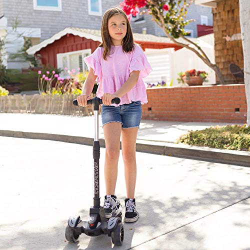 6KU Kids Kick Scooter with Adjustable Height, Lean to Steer, Flashing Wheels for Children 3-8 Years Old Blue (Renewed) - Thumbnail 2