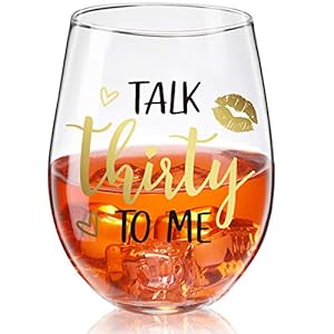 Patelai Copa de Vino de Talk Thirty To Me Copa de Vino sin Tallo de Los 30 Años Vasos de Vidrio Negros sin Tallo Presente de Cumpleaños de Los Años Sucios de 30 para Mujeres Hombres Amigos, 17 oz