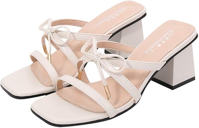 Amazon Hr株式会社 ミュール サンダル レディース リボン かわいい オフィスサンダル スクエアトゥ チャンキーヒール 歩きやすい 太めヒール 春夏 サイズ22 0cm 24 5cm Hr株式会社 ファッションサンダル