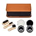 Shoe Shine Kit with PU Leather Sleek Elegant Case, 7-Piece Travel Shoe Shine Brush kit