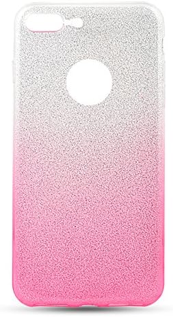 HighSky Glitter Soft Silicone Transparent Back Cover Case for Apple iPhone 7 Plus - Girly Pink (Screen Size 5.5" only)