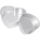 JWTIFOA 2 Pack Heart Shaped Cake Pans, 6 & 8 Inch Heart Baking Pan Aluminum Cake Tins, Nonstick Cake Mold for Weddings Birthday Party