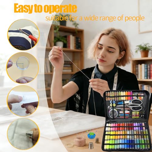 Premium Sewing Kit, 66 Colors Sewing Set for Adults, 305 Pieces Professional Sewing Accessories with Needles, Thread, Scissors, Buttons and a Lot, Suitable for Beginners, Travel, Home, School, Emergency
