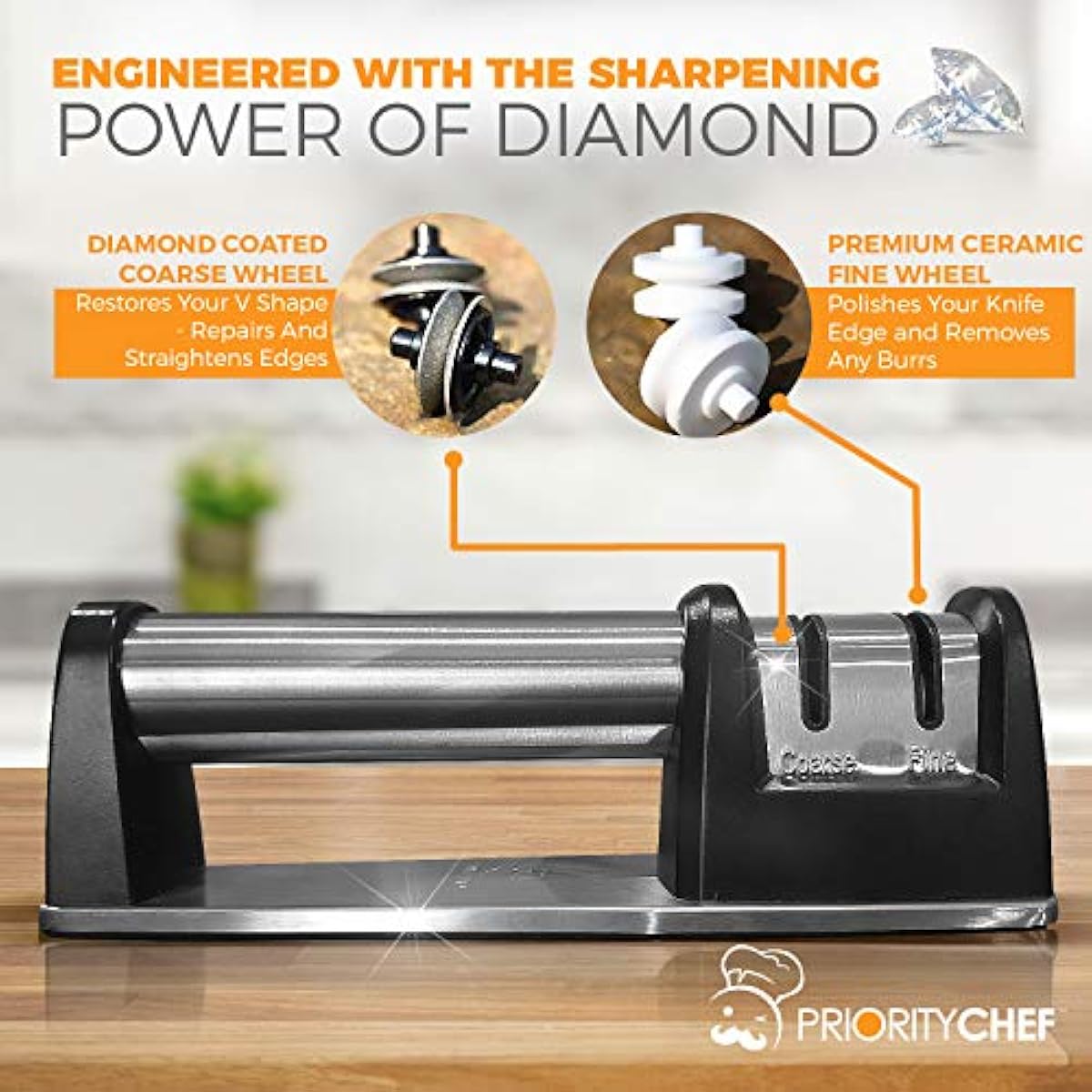 Senzu Sharpener / PriorityChef Knife Sharpen 2Stage Diamond Coated