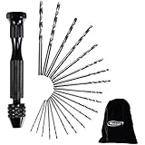 Mudder 21 Pieces Twist Drill Bits Precision Pin Vise Mini Micro Hand Drill Bit Set Rotary Tools