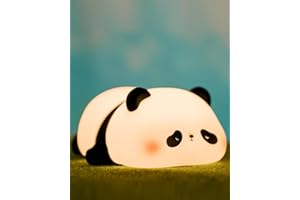 ATSUI Cute Panda Night Light, LED Squishy Novelty Animal Night Lamp, Food Grade Silicone 3 Level Dimmable Nursery Nightlight for Desk Decor, Funny Gifts Stuff for Boys Girls Baby, White Elephant Gifts