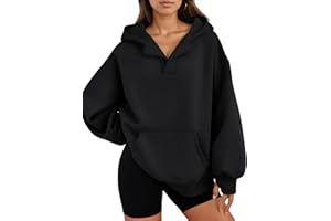 JTAISC Hoodies for Women Oversized Fleece Pullover V Neck Long Sleeve Sweatshirt with Thumb Hole Fall Trendy Outfits