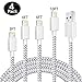 VIVK Charger Cable 4 Pack 10FT 6FT 6FT 3FT Long Nylon Braided USB Fast Charging & Syncing Cord Compatible for iPhone X iPhone 8 8 Plus 7 7 Plus 6s 6s Plus 6 6 Plus iPad iPod Nano Silver