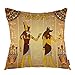 oFloral Egyptian Gods Throw Pillow Covers Ancient Egyptian Hieroglyphs Mythology Egypt Pharaoh Decorative Square Pillow Case 18