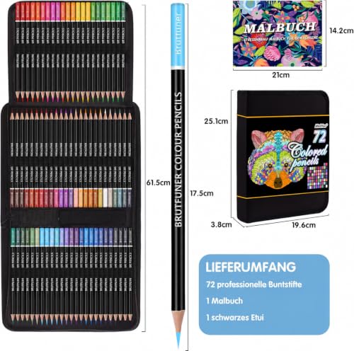 Melifluo 72-Piece Colouring Pencil Set, with 1 Colouring Book, Portable Premium Zipped Case The coloured pencil set is perfect for adults and artists for sketching, shading and doodling.