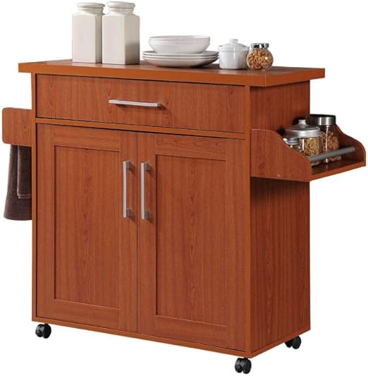 Amazon Com Hodedah Kitchen Island With Spice Rack Towel Rack