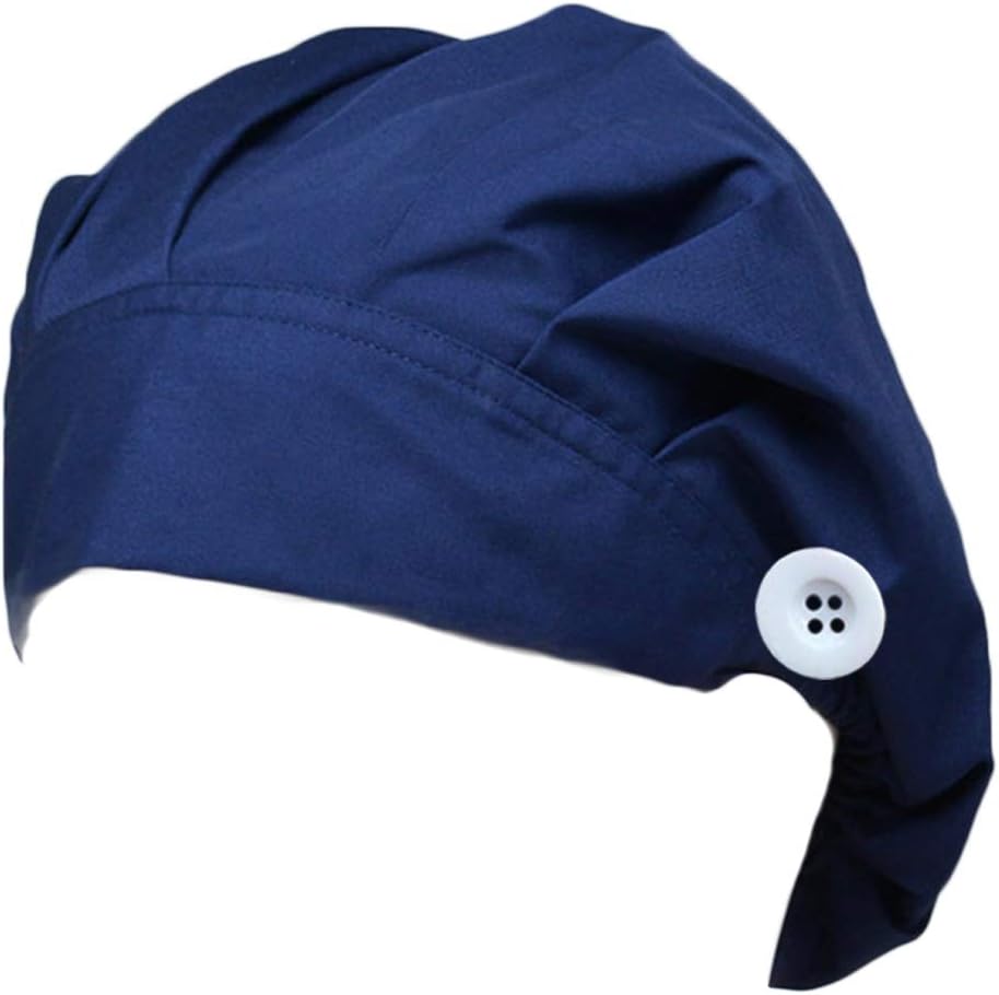 Surgical Hat Scrub Cap with Buttons for Mask Sweatband Medical Doctor Nurse Bouffant Hats for Womens Mens