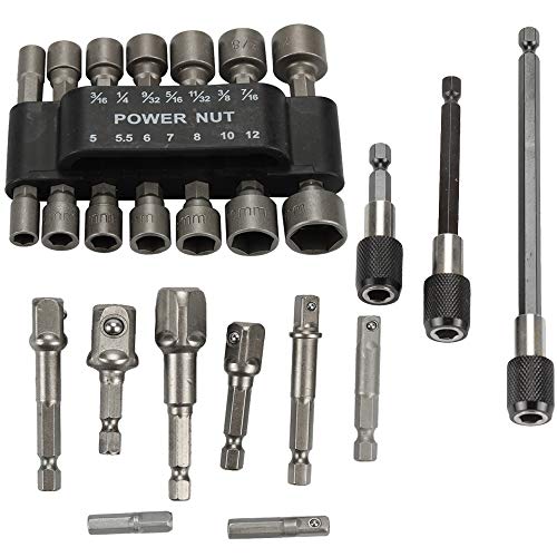 Ginode Magnetic Drill Bit Extension + Socket Adapter Impact Hex Shank Drill Bits Bar Set, Hex Nut Driver Master Kit for Quicker Change Chuck - Thumbnail 7