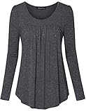 Clearlove Women's Tops and Blouses Long Sleeve Scoop Neck Plus Size Pleated Tunic T Shirt (M-3XL)