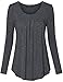Clearlove Women's Tops and Blouses Long Sleeve Scoop Neck Plus Size Pleated Tunic T Shirt (M-3XL)