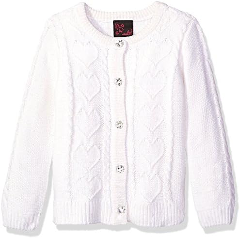 Girls' Rule Little Girls' Heart Cardigan, Ivory, 4