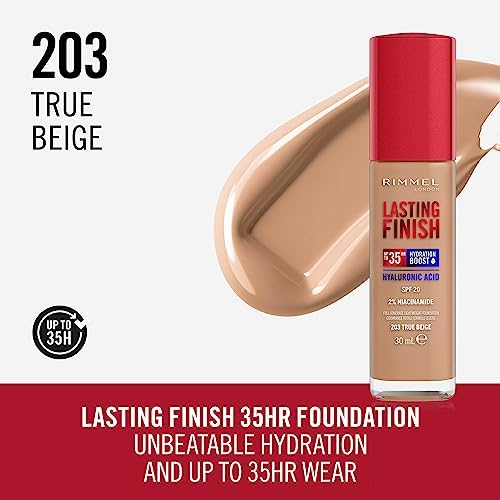 Lasting Finish 35H, 203 True Beige, fondotinta, lunga tenuta, idratante, formula vegana, alta coprenza, 30ml
