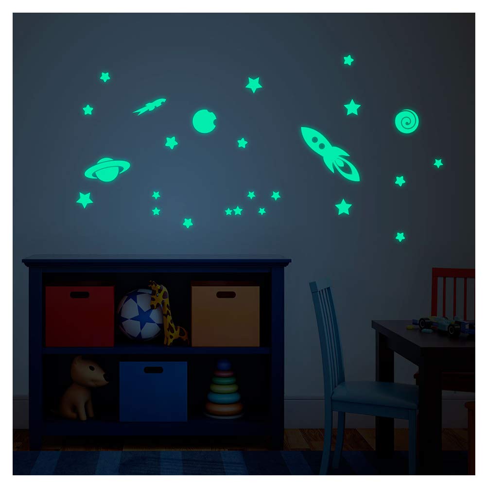 Glow Stickers| Glow in The Dark Wall Decal 20 Stars, 1 Comet, 2 Planets - Wall Paper Decoration Phosphorescent