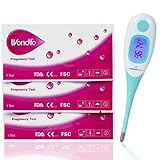 Digital Basal Thermometer for Ovulation Tracking TTC (1/100th Accuracy) with eBook, BONUS 3 Pregnancy Tests by Wondfo