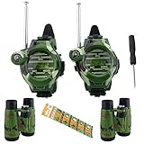 Vastaint Walkie Talkies for Kids, Two-Way Long Range Watch Radio Transceiver with Binoculars for Children Cool Outdoor Activity Toys Gifts for Girls & Boys, 2 Pack