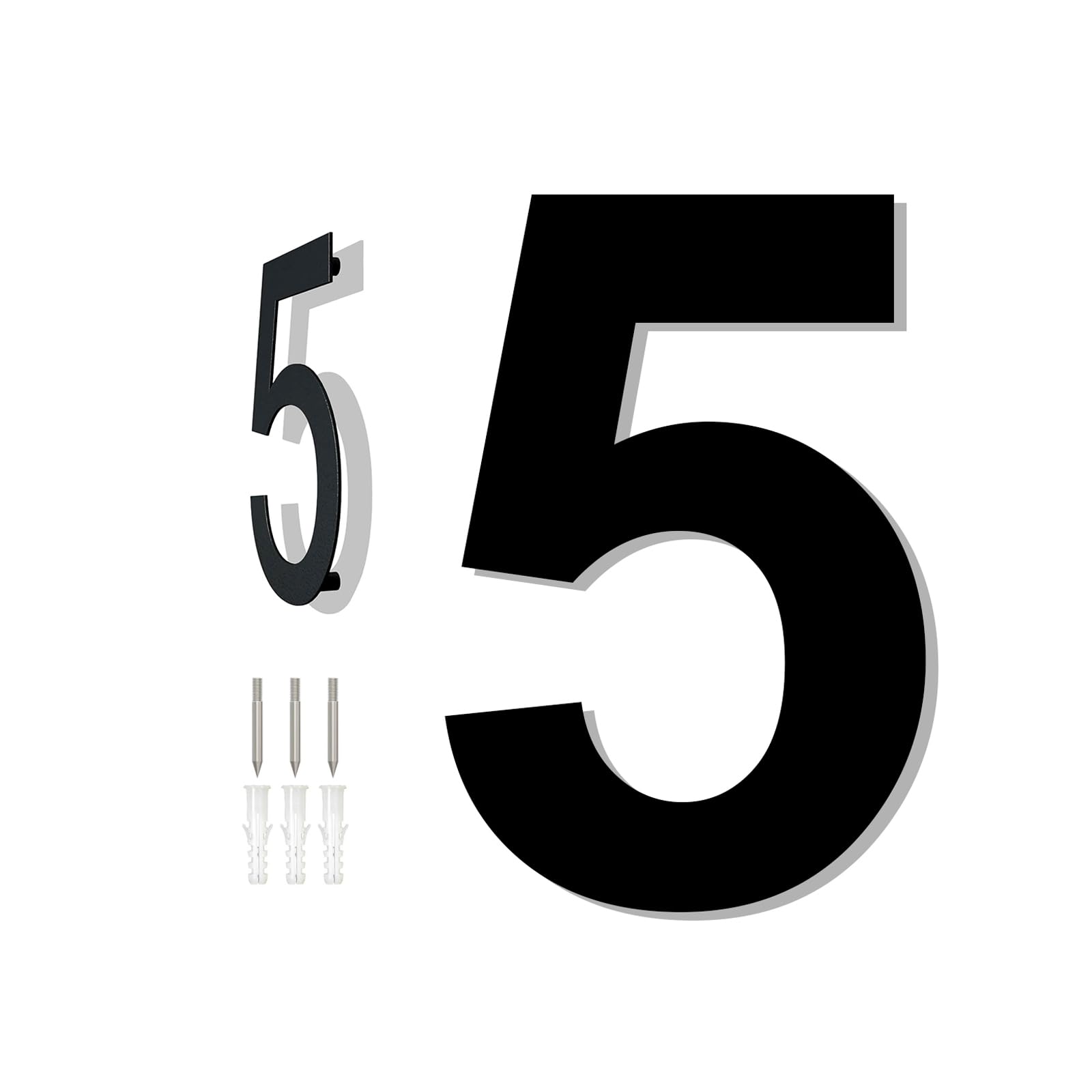 HKFENG 8 inch Large House Numbers Plates for Outside Floating Stainless Steel 304 Home Street Number Sign Door Numbers Screw On Address Door Number for Outside Easy to Install Matte Black