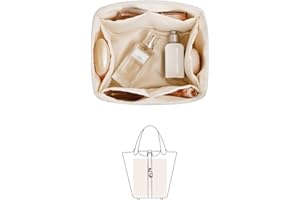 KINGS IN BAG Picotin 18 Bag Insert, Purse Organizer Insert Compatible with Hermes Picotin Bag, Lightweight and Soft Touch Bag-in-bag with Silky Satin (Craie, Picotin18)