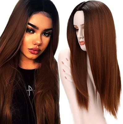 Wigs For White Women Two Tone Black Roots Natural Long Straight