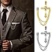 AISme Men's Rhinestone Cross Chain Brooch Lapel Pin Shirt Suit Wedding Accessory Gift
