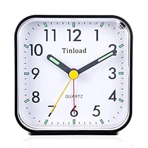 Tinload Small Battery Operated Analog Alarm Clock Silent Non Ticking, Ascending Beep Sounds, Snooze,Light Functions…