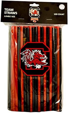 NCAA South Carolina Fighting Gamecocks Team Straws (100 Pack), 10", Black