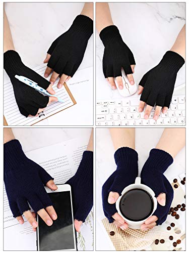 SATINIOR 3 Paar Halb Fingerhandschuhe Winter Fingerlose Handschuhe Strickhandschuhe für Männer Frauen – Bild 3