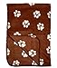 bogo Brands Brown Fleece Pet Blanket/Throw with Paw Print Design 39x27 Inches for Small Animals