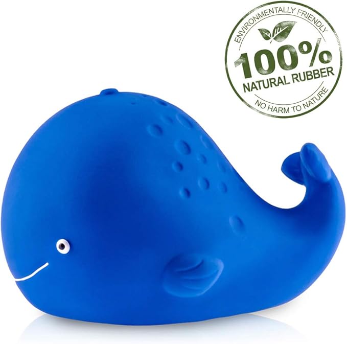 Pure Natural Rubber Baby Bath Toy Kala the Whale Without Holes, BPA