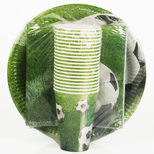 60-Piece Football Party Set 20x Paper Plates 20x Paper Cups and 20x Napkins